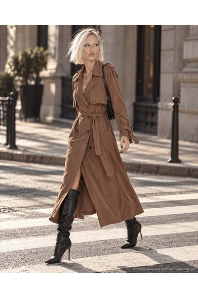 ibeeka Windbreaker trench maxi length belted brown new season
