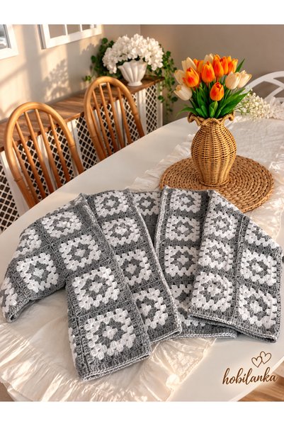 hobilanka Cardigan cu motiv pătrat tricotat manual pentru femei - Cardigan tricotat manual pentru mame, Granny Square