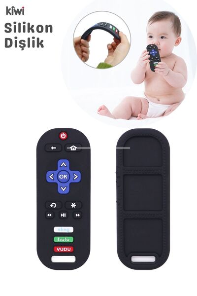 Kiwi Remote Tutması Kolay Rahatlatıcı Diş Kaşıyıcı Alman Tasarım Bebek Kumanda Diş Kaşıyıcı - Siyah - PH