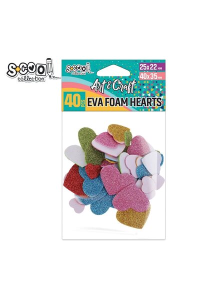 S COOL EVA Foam Heart Set, 40 pcs, 25x22mm and 30x35mm, Vision XXI