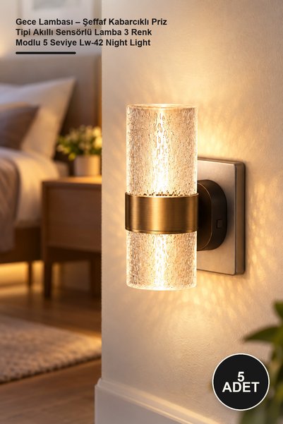 Yenilig 5-pack night light - clear bubble socket type smart sensor lamp with ...