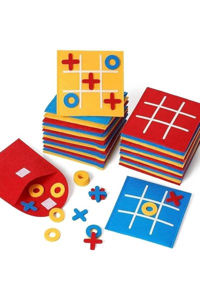 Yelajoy 12 Pack Tic Tac Toe Party Favors, Felt Travel Board Games with Storag...