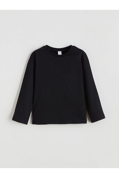 LC Waikiki Nevavm with Difference in Prices Lcw Kids Black Combed Cotton Embr...