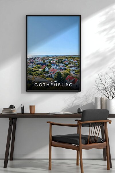 KEYFHOME Casele de pe plaja din Göteborg Pictură MDF înrămată din aer Poster ...