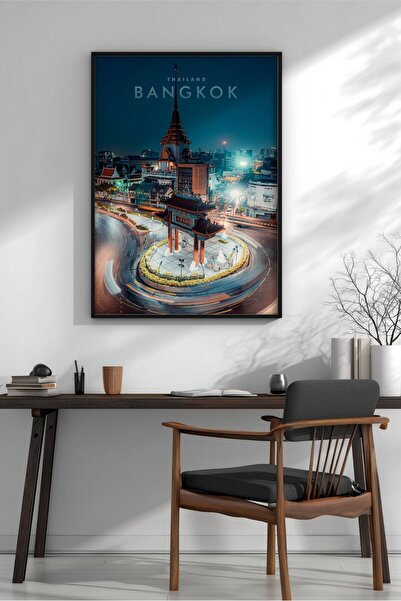 KEYFHOME Bangkok ikona zgrade uokvirena MDF slika poster dekoracija zida za d...