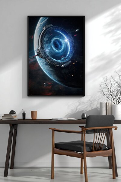 KEYFHOME Jumpgate Science Fiction Space MDF cu ramă Tablou Poster Living Deco...