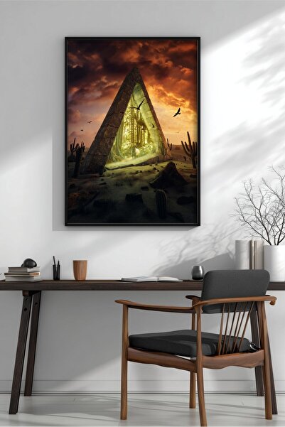 KEYFHOME Trigon Fantastic Science Fiction Art Tablou MDF înrămat Poster Livin...