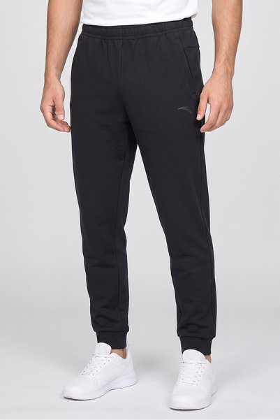 Anta Men Sportswear Fit Drawstring Outdoor Track Pants, Black