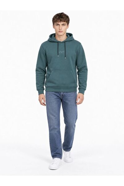 Loft Men's Green Hooded Regular Fit Sweatshirt