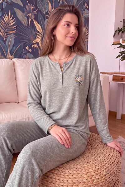 Pijamaevi Haki Marguerite Salonic Long Sleeve Knitted Women's Pajama Set