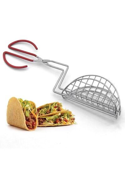 KASTWAVE Taco Shell Frying Tongs 6 Inch, Stainless Steel U-Shaped Tool for Ma...