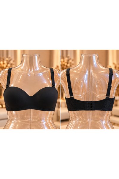 LUNESSA NİGHT Women's Supportive Balene-Filled No-Padding Strapless Bra with Lace Detail