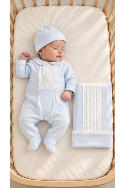 lisaloom baby & kids Vual Pleated 3-Piece Hospital Release 100% Cotton Newbor...