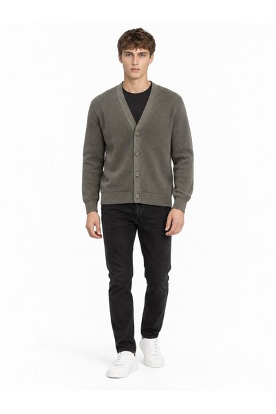 Loft Erkek Yeşil Uzun Kol V Yaka Regular Fit Hırka