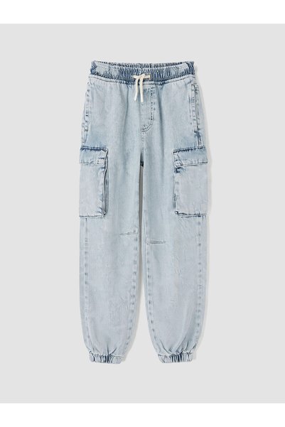 LC Waikiki Nevavm Blue Cargo Pocket Boys' Jogger Jean Pants with Difference i...