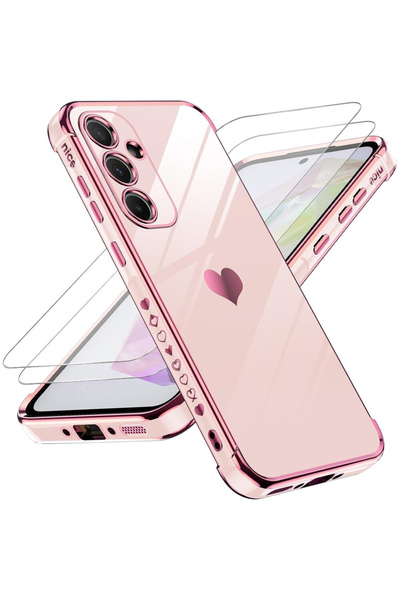 XGSM Husă pentru Samsung Galaxy A54 5G, Electro heart, roz auriu + 2x Sticlă 9H