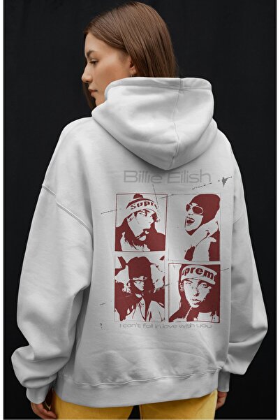 SEVBANO Hanorac premium oversize unisex cu imprimeu frontal Billie Eilish Singer