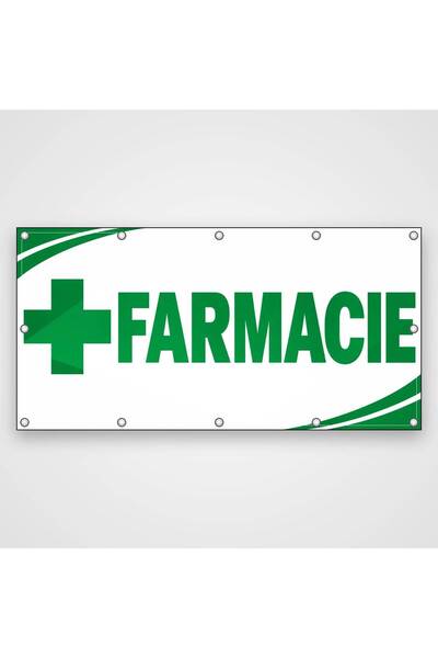 ShopPrint Banner Farmacie – cruce verde, 100x50 cm, frontlit cu tiv și capse