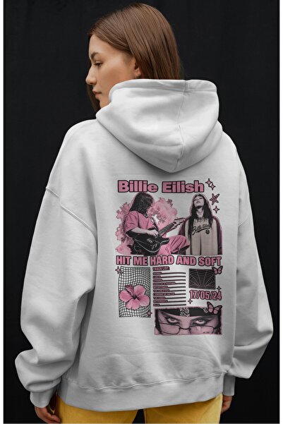 SEVBANO Hanorac premium oversize unisex cu imprimeu frontal Billie Eilish Singer