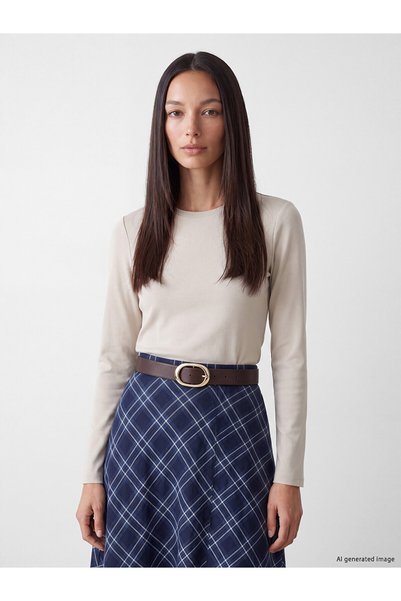 LC Waikiki Nevavm Gray Interlock Plain Narrow & Slim Long Sleeve Women's Body...