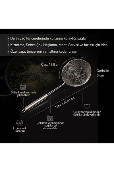 Hane216 Steel Deep Oil Colander Oil Strainer Frying Colander Diameter 13.5 cm...