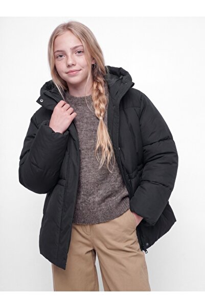 Jack & Jones Jack Jones Jxmaeve Mid Puffer Jacket Otw Grl Sn Girls' Black Coat