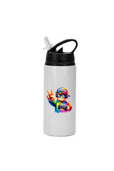 Photoretous Ρόμπλοξ Παγούρι Νερού 600ml Λευκό με Μαύρο Καπάκι