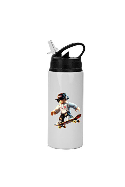 Photoretous Μπουκάλι Roblox 600ml Λευκό Μαύρο Καπάκι