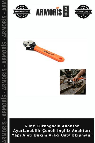 Armoris 6-Inch Frog Wrench Adjustable Jaw Spanner Building Tool Maintenance T...