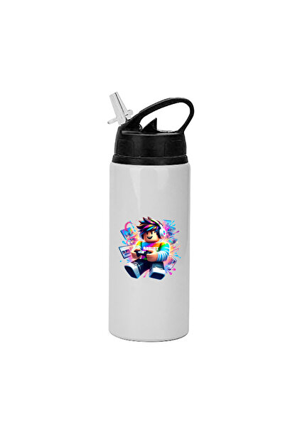 Photoretous Μπουκάλι Roblox 600ml Λευκό Μαύρο Καπάκι