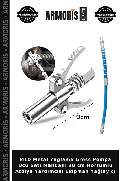 Armoris M10 Metal Lubrication Grease Pump Tip Set with Latch 30 cm Hose Works...