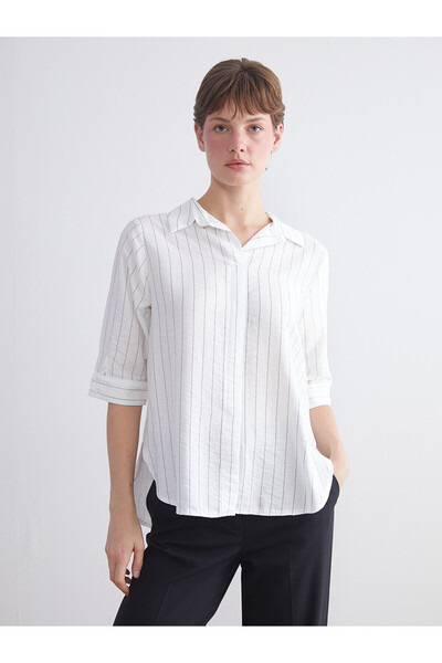 LC Waikiki Nevavm with Difference Lcwaikiki Classic White Striped Shirt Colla...