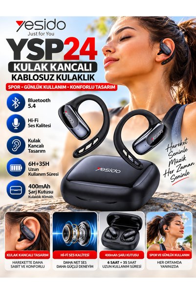 VEROXA YSP24 Bluetooth 5.4 Kablosuz Kulaklık Kulak Kancalı Spor Headset