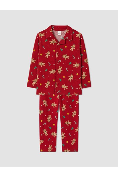 LC Waikiki Rmz Gi̇yi̇m Farkiyla Shirt Roba Collar Boys' Pajama Set