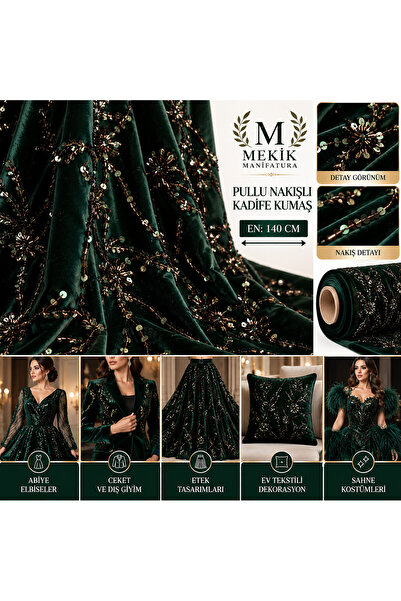 MEKİK MANİFATURA Sequin Embroidered Velvet Fabric