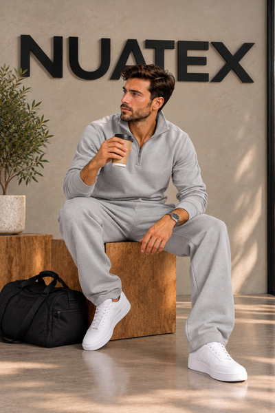NUATEX 3 Thread Half Zipper Inside Lined Regular Fit Bottom and Top Tracksuit...