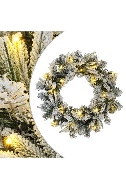 vidaxl Coronă de Crăciun Verde și alb Ø 50 cm PVC și PE 25 LED-uri
