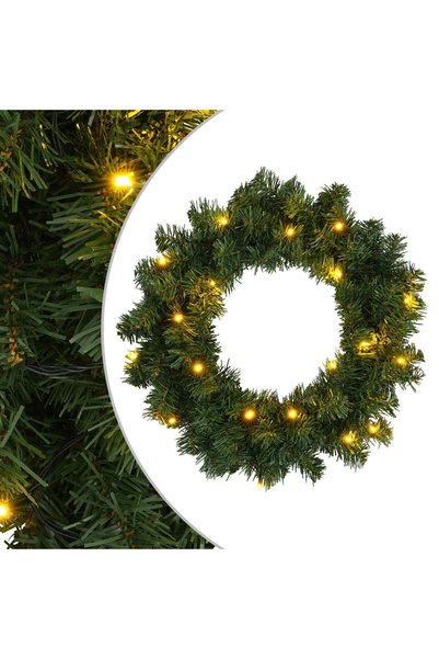 vidaxl Coronă de Crăciun Verde Ø 50 cm PVC 25 LED-uri