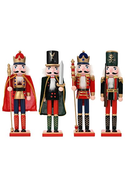 vidaxl Crăciun Nutcracker TURKU 4 buc. Roșu și Negru 38 cm