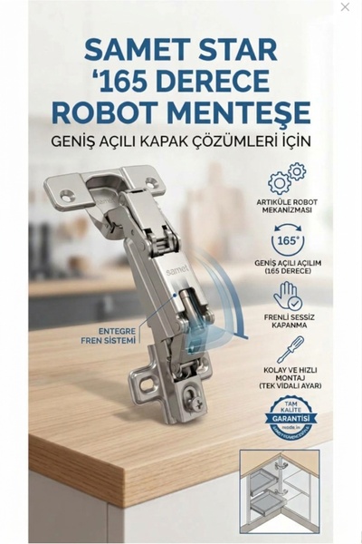 SAMET Star '165 Dereceli Firenli Menteşe Robot Menteşe vidası içinde