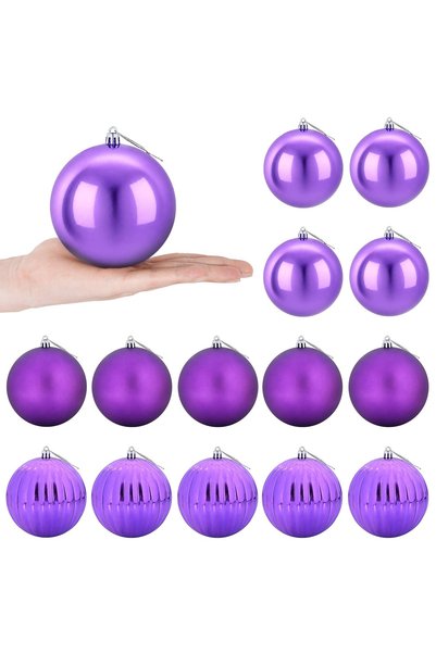 vidaxl Set de globuri de Crăciun XL 15 buc. Violet Ø 10 cm Plastic