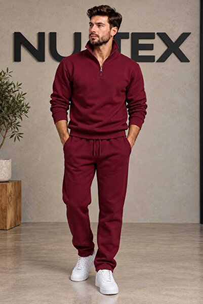 NUATEX 3 Thread Half Zipper Inside Lined Regular Fit Bottom and Top Tracksuit...