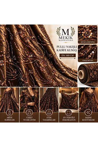 MEKİK MANİFATURA Velvet Fabric with Sequin Embroidery.