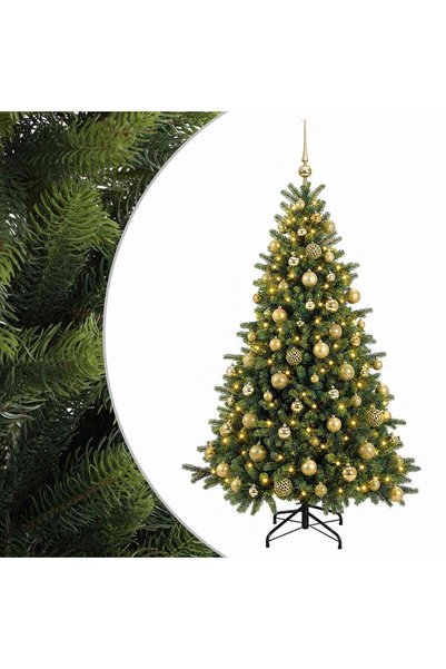 vidaxl Brad de Crăciun artificial cu glob 180 cm 300 LED-uri Alb cald