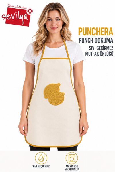 sevilya Punchera Punch Dokuma Sıvı Su Geçirmez Mutfak Önlüğü
