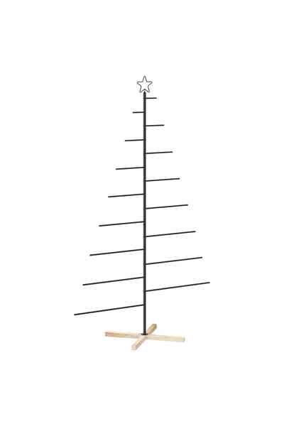 vidaxl Brad de Crăciun din metal cu suport KUOPIO 210 cm Oțel Negru