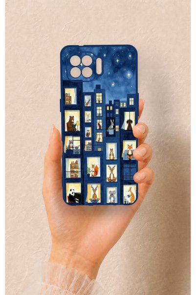 Vip Case Oppo Reno 4 Lite Compatible Starry Apartment Patterned Silicone Case