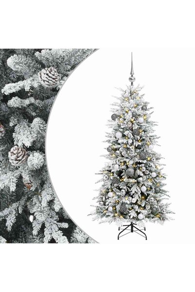 vidaxl Brad de Crăciun artificial cu glob 120 cm 150 LED-uri Alb cald