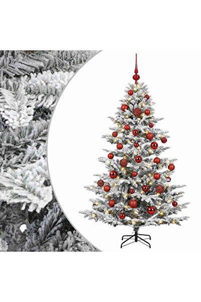 vidaxl Brad de Crăciun artificial cu glob 150 cm 150 LED-uri Alb cald