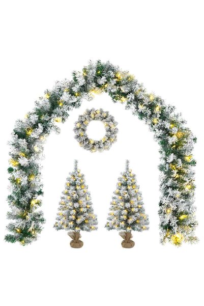 vidaxl Set mini brad de Crăciun 45 cm 125 LED-uri Alb cald PVC